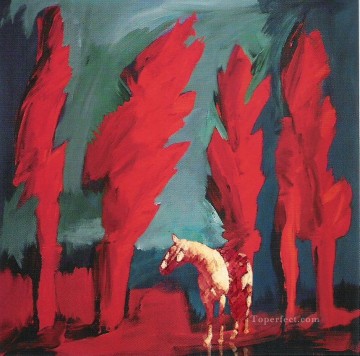 Toperfect オリジナルアート Painting - 西部劇のオリジナルの赤い馬